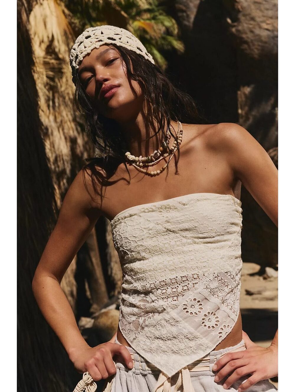 FREE PEOPLE ONE Raya Lace Bandana Top